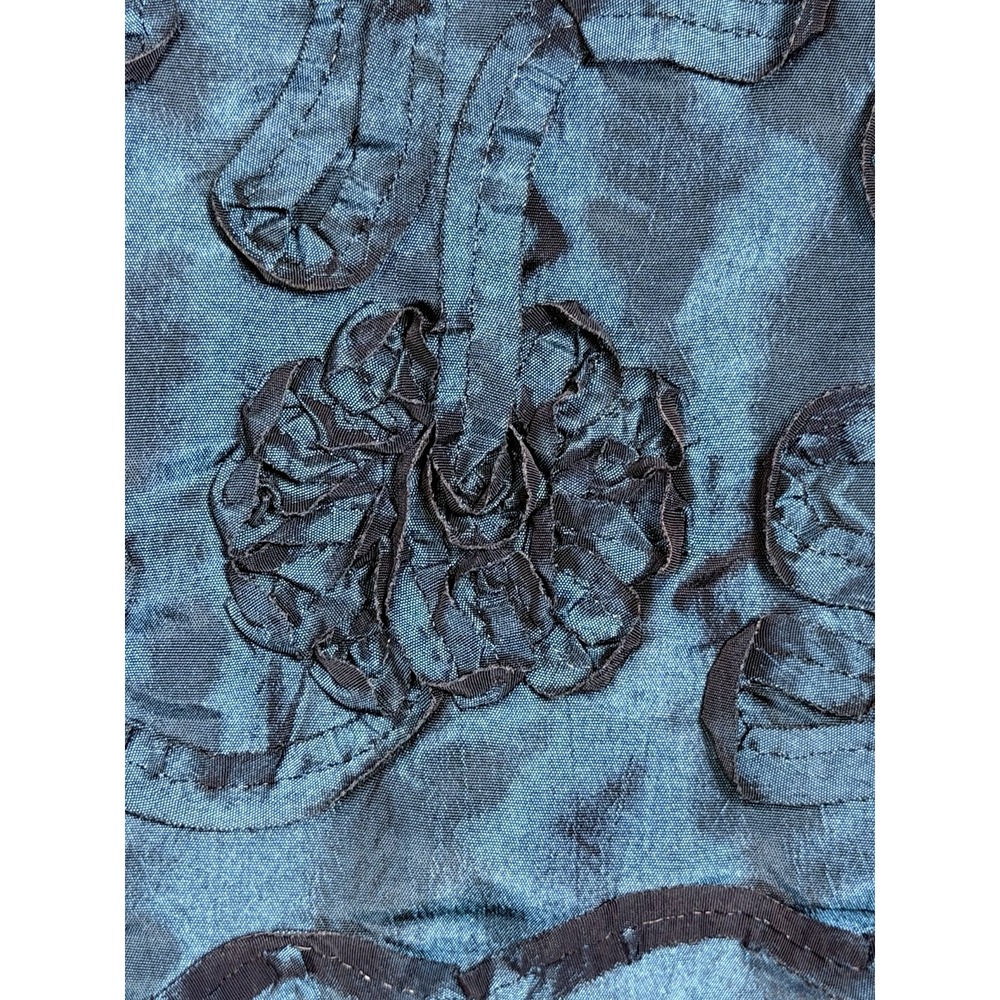 LANA LEE Blazer Jacket Blue on Blue Floral Velour Notched Collar Women Size 12 - Picture 6 of 7